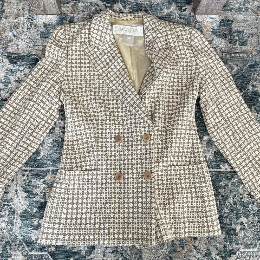 Vintage Escada double breasted front woven blazer jacket - Picture 7 of 11